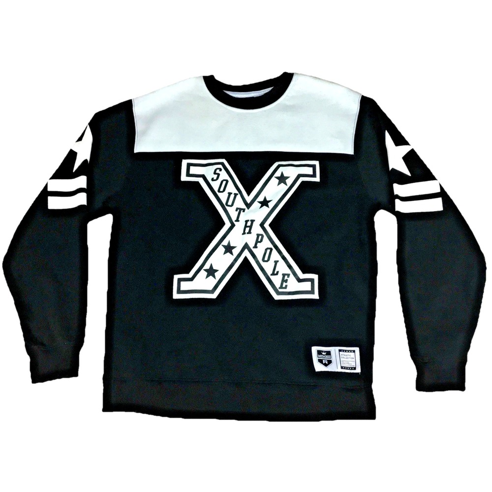 Southpole Mens Large Black White MCMXCI Graphic Crewneck Sweatshirt Streetwear